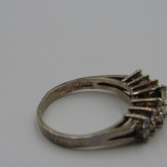 Vintage Size 7 Sterling Simple Rustic CZ Ring - Picture 5 of 8
